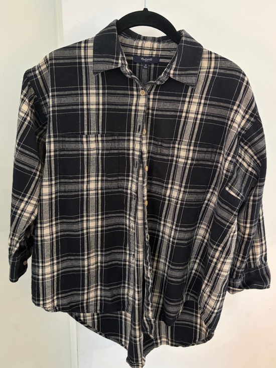 Madewell Tops - Madewell Black & Cream Plaid Button-Up Shirt - women - size m